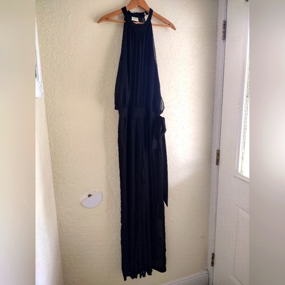 Silk & Salt Black Flowy Jumpsuit With Side Tie - Picture 7 of 16